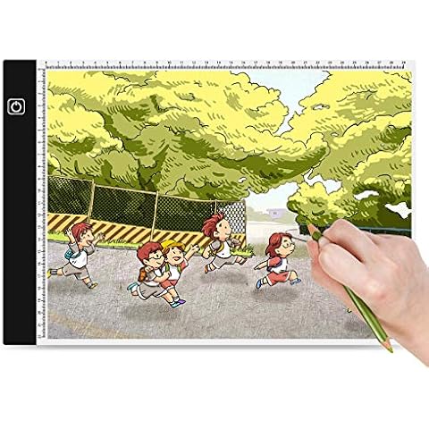 Suranew Light Pad for Drawing, Light Copy Board Portable Adjustable Brightness Led Light Box A4 for Diamond Painting, Artists, Sketching, Painting, Animation Cover