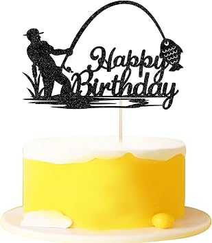 Gone Fishing Cake Topper, Fisherman Themed Decoration for Retirement Party Supplies,Boys and Girls/Fisherman Birthday Party Decor fish