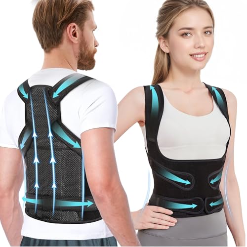 EPICGALA Posture Corrector for Women & Men – Adjustable Back Brace with Full Back Support, Shoulder Straightener for Spine Alignment, Scoliosis, Hunchback & Back Pain Relief (Black,Small)