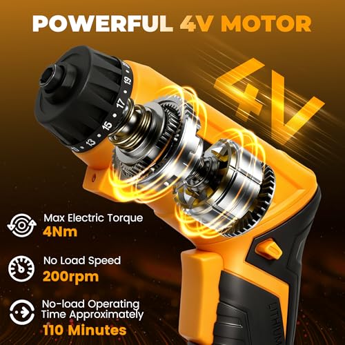 MulWark Electric Screwdriver Set, 4V Cordless Screwdriver with 46 Precision Driver Bit Set in Carrying Case Rechargeable 2-Position Handle, Powered Screwdriver Kit for Home Improvement, DIY Projects by MULWARK - Image 8