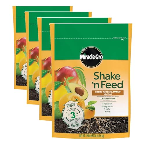 Image of Miracle-Gro Shake 'N Feed Citrus, Avocado, Mango Plant Food - Fertilizer for Container and In-Ground Plants, Citrus, Avocado and Mango Trees, 8 lb. (Pack of 4)
