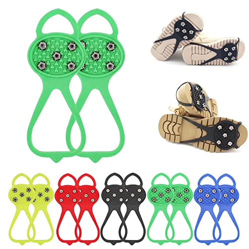 Spikes für Schuhe Winter, 2024 Steigeisen für Schuhe, Antirutsch Schuhspikes, Schuhkrallen mit Edelstahl Spikes, Schneeketten für Schuhe, Steigeisen für Wandern Schnee EIS Trekking (Grün, L（35-45）)