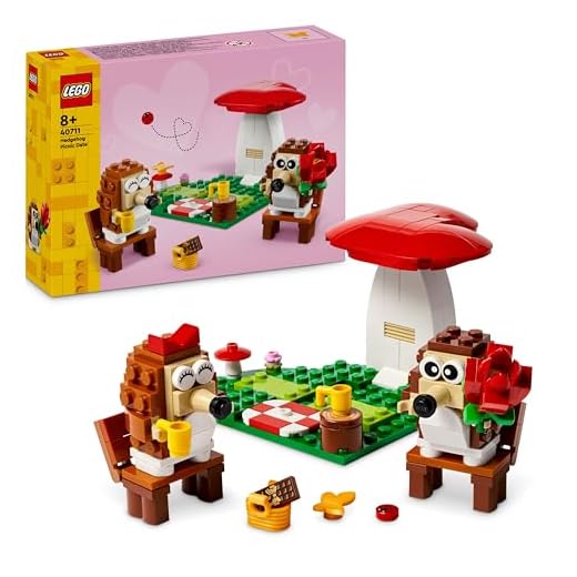 LEGO Hedgehog Picnic Date - Animal Toy Playset for 8 Plus Year Old Girls & Boys - Nature Building Set with Mushroom Model and 2 Figures - Valentine's Day Decor - Gift for Kids - 40711
