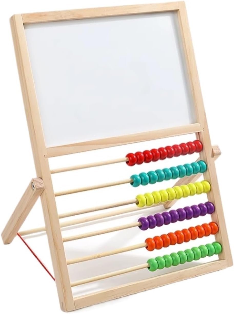 Math Abacus Educational Tool Drawing Board Abacus Wooden Frame Multipurpose 6 Row Counting Frames for Early Learning Office Decoration