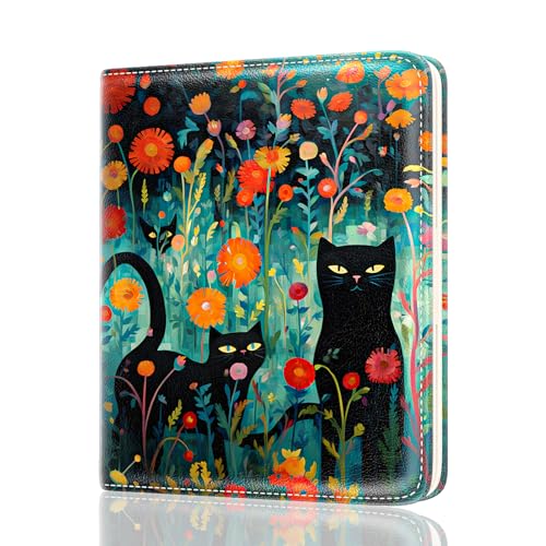 Image of Rouidr Womens Wallet, RFID Small Slim Wallet for Women, Cute Bifold Leather Pocket Credit Card Holder Ladies Mini Purse with Zipper Coin Pocket & ID Window, Twin Cats