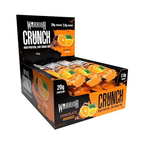 Warrior Crunch - High Protein Bars - 20g Protein Each Bar - Low Carb, Low Sugar Snack - 12 Pack x 64g (Chocolate Orange) Warrior Crunch - High Protein Bars - 20g Protein Each Bar - Low Carb, Low Sugar Snack - 12 Pack x 64g (Chocolate Orange)