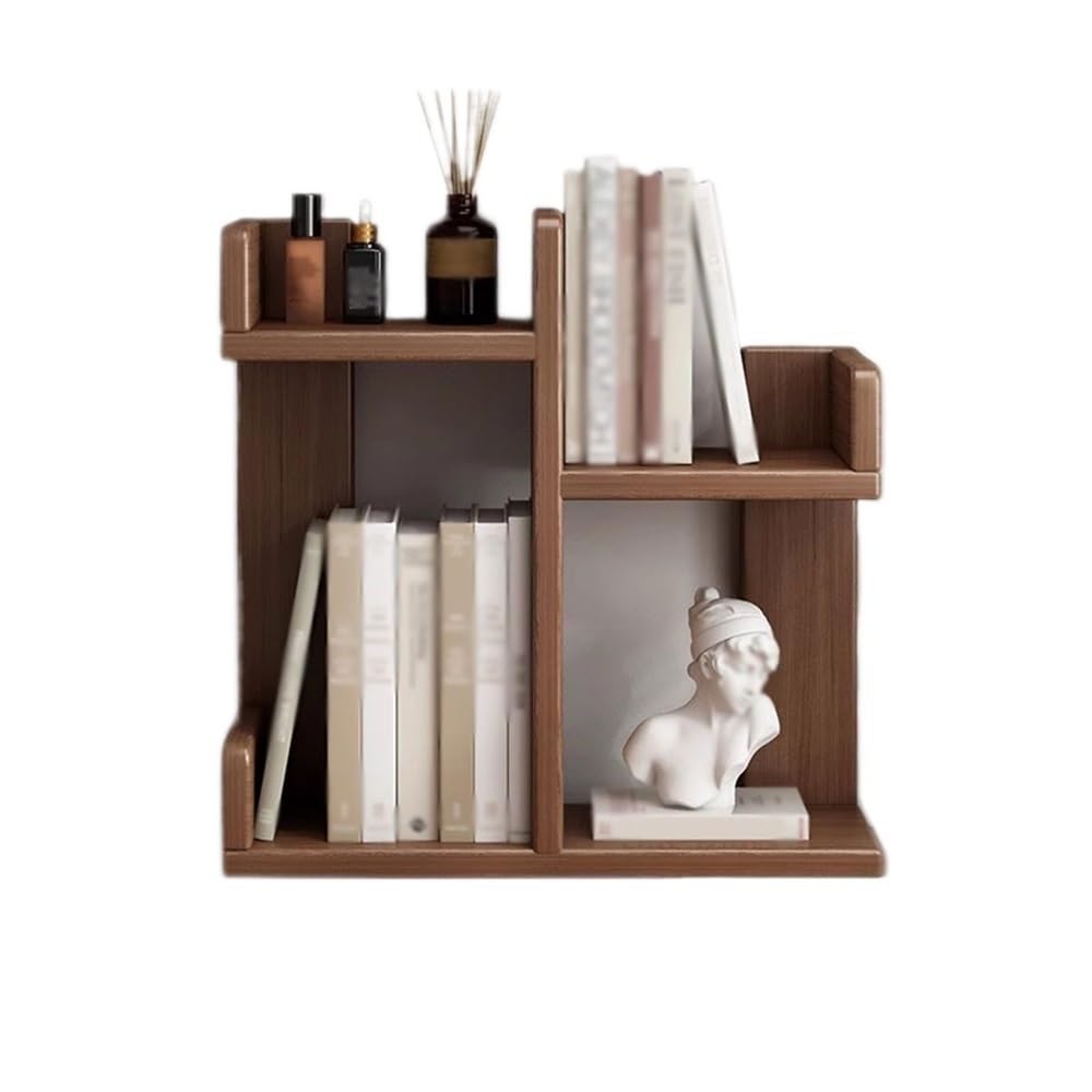 AYCDL Bookcase Wooden Desktop Organiser Shelf, Stackable 2 Tier Storage Rack, for Home Dining Table Kitchen or Study Freestanding Display Shelf Display Shelf