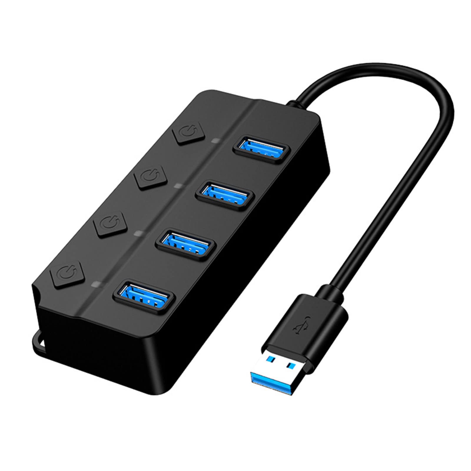 4-Port USB 3.0 Hub, High Speed 5GB/S Data USB Hub Splitter with Individual On/Off and Power LED Switches for MacBook, Mac Pro/Mini and More