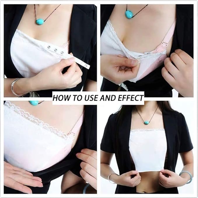 Image of Cotton Clip-on Mock Lace Camisole for Women,Deep Neck Cleavage Cover Cami Secret