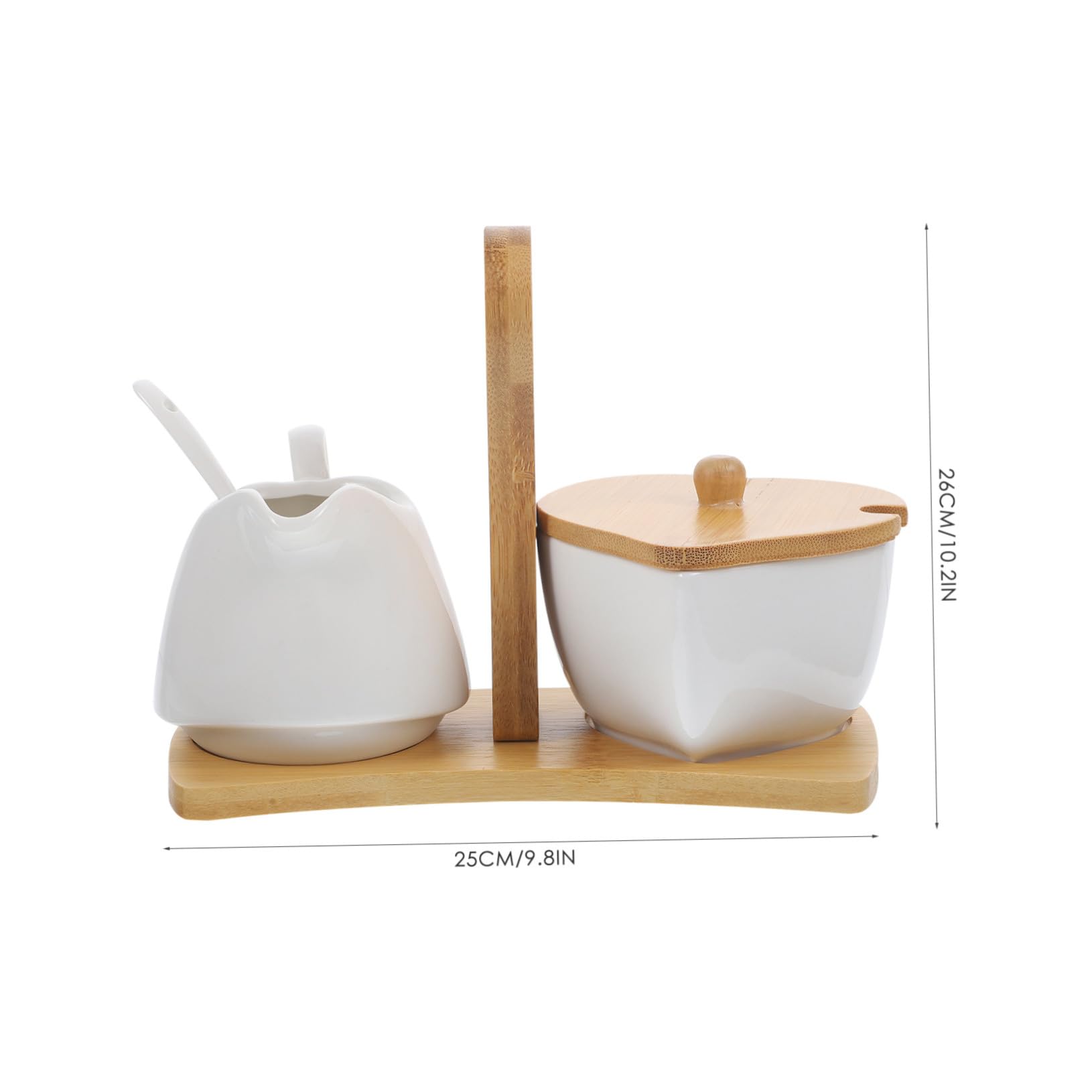 Healifty Azucarero y Jarra de con Cuchara y Bandeja de Bambú Juego para Crema y Azúcar Diseño Simple Duradero y Práctico para Hogar y Hotel