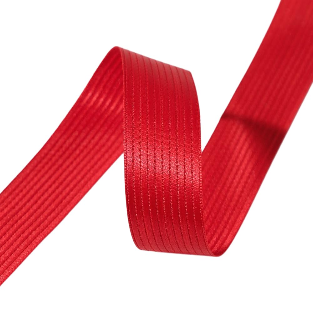 Cinta de raso brillante con rayas de regalo, 1 rollo