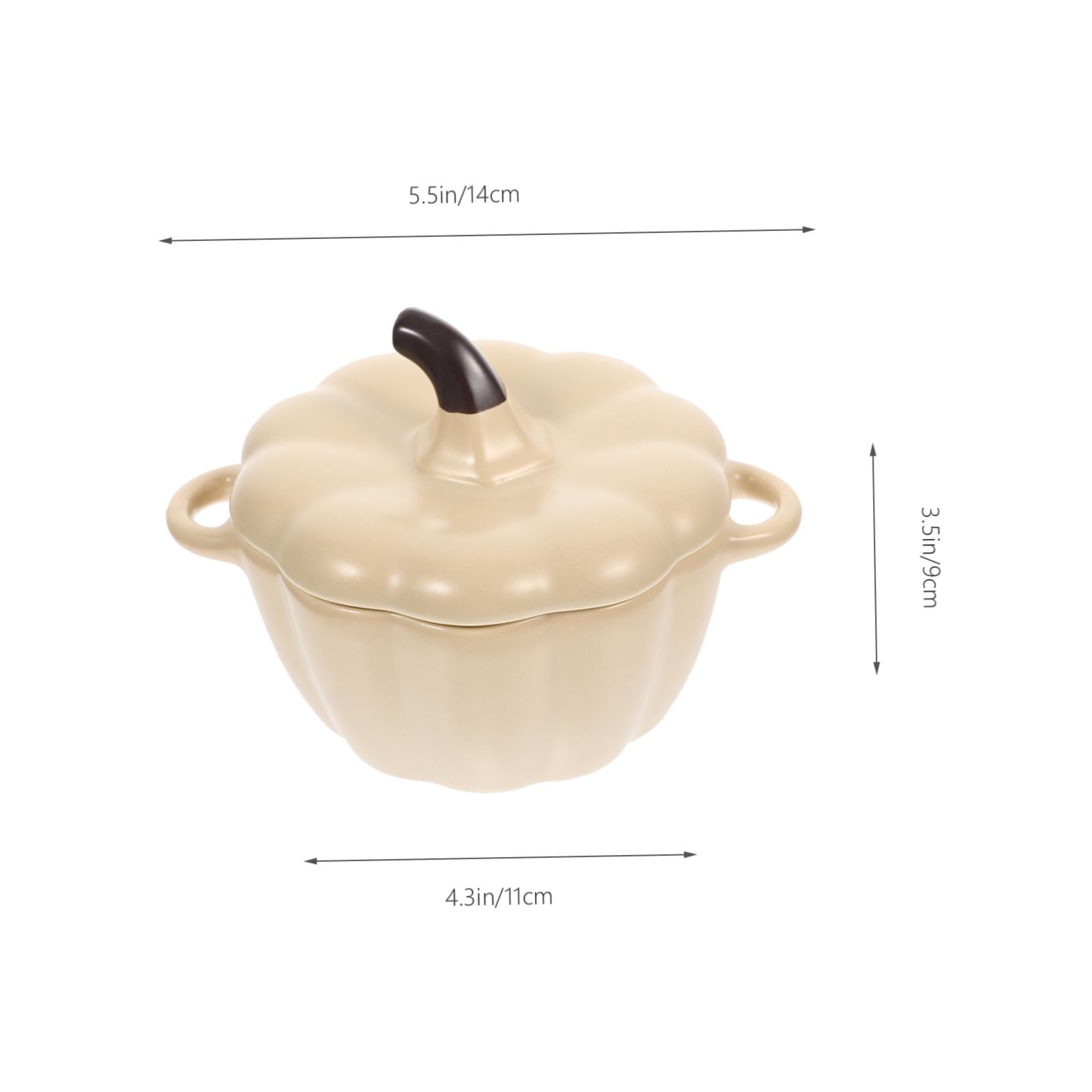 Bol de Cerámica con Tapa y Asas para Sopa y Postres Resistente al Calor Diseño Calabaza para Cocina Cuenco y Ligero para Yogur Ensalada y Guisos