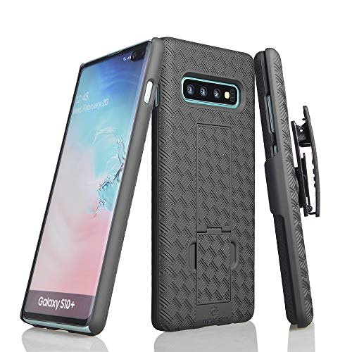 Samsung Galaxy S10 Plus Holster, WizGear Shell Holster Combo Case for Samsung Galaxy S10 Plus Holster with Kick-Stand and Belt Clip (for S10 Plus Only)