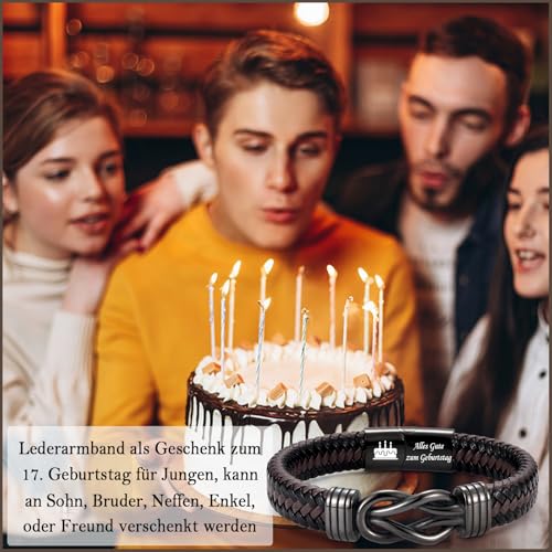 FAOMZQ 17. Geburtstag Junge Geschenk, Geburtstag Armband Geschenke für Jungen zum 17. Geburtstag, Geschenk für 17-Jährige Jungen Teenager Sohn Bruder Freund Enkel Neffen von Mama Papa Eltern