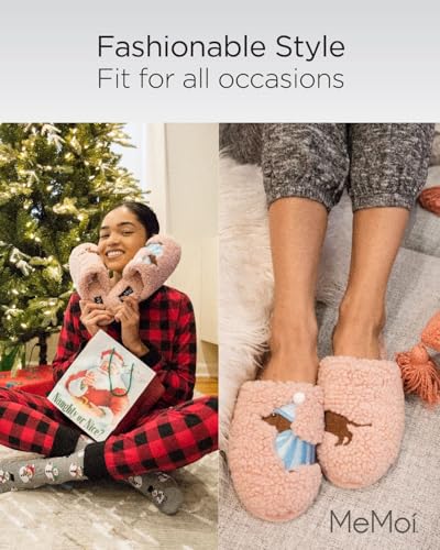 MeMoi Womens Doggone Silly Hard Bottom Plush Slippers4