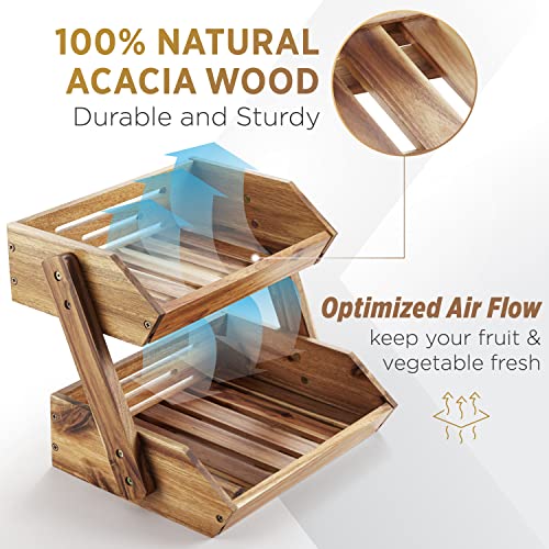 Fruit Basket, Fruit Bowl, 2 Tier Fruit Basket For Kitchen, Fruit Stand Storage Holder, Heavy Duty/Multipurpose/Large Capacity For Fruit, Vegetables, Bread Storage And Home Kitchen Countertop Organizer #TOP2