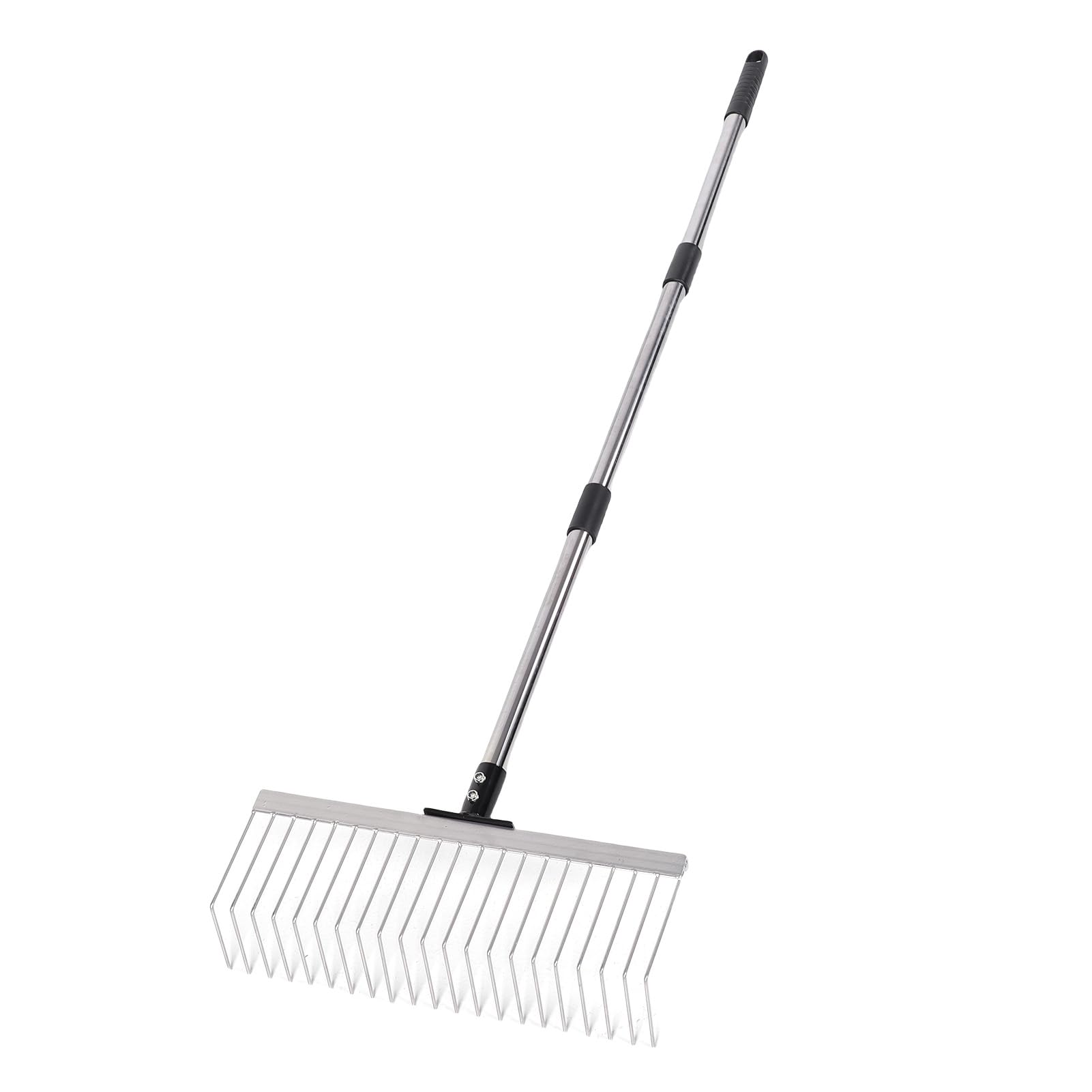 Grabie łukowe, 21 zębów, grabie ogrodowe do liści z odłączaną długą rączką, metalowe grabie ogrodowe do liści, narzędzie ogrodnicze do zbierania, wyrównywania trawnika, spulchniania gleby
