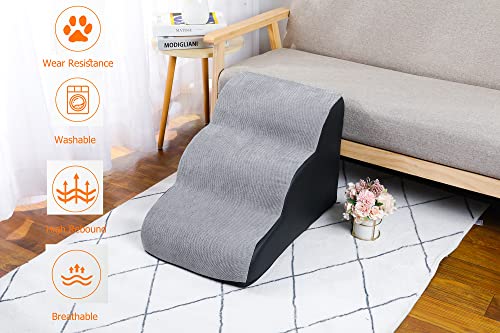 Pet Stairs For Dogs And Cats, Non-Slip 3 Steps Foam Dog Stairs And Ramp, Durable Step Support For Sofa, And High Bed Climbing,Portable Foldable Dog Steps #TOP3