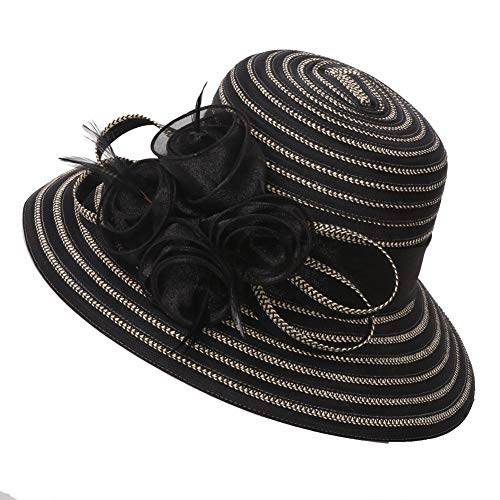 Go Mai Accessories Lady Derby Dress Church Cloche Hat Bow Bucket Wedding Bowler Hats Travel Casual Hat Black