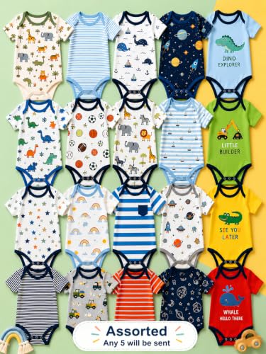 Image of TuddyBuddy 100% Cotton Multi Color Romper /Bodysuit /Onesies for Baby Boys & Baby Girls
