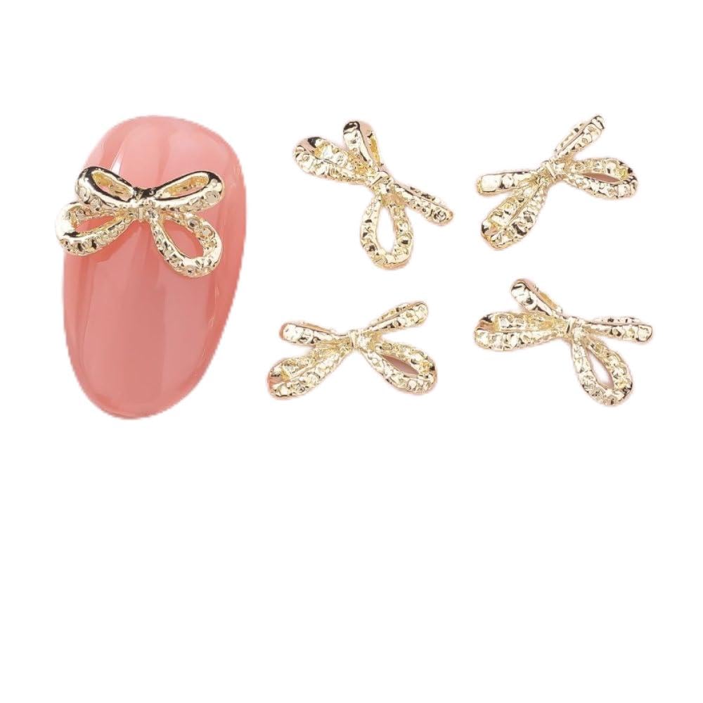 qbodp 50 Pcs Nail Decoration Fashion Nail Decoration Bow Decoration for Nail, Nail Supplies Nail Art Decoration Accessories,Gold