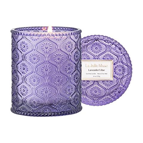LA JOLIE MUSE Lavender Candle, Candles for Women, Lavender Lilac Candle, Scented Candle Gift, Aromatherapy Candle, Candles for Home Scented Cover
