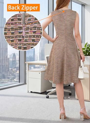 Image of VFSHOW Womens Front Zipper Work Business A-Line Dress Elegant Professional Office Career Church Fit and Flare Skater Dresses