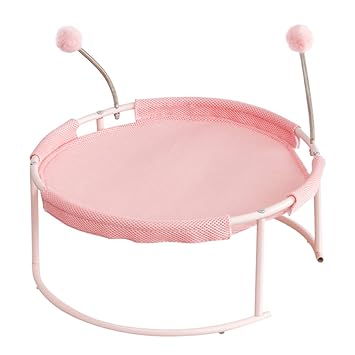 Layfoxz Mesh Cats Hammock Bed Breathable for Kittens with Dangling Spring Ball Stable Steel Frame Detachable and Washable Cover
