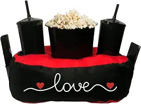 Almofada Porta Pipoca Bicolor Casal Namorados Love Forever Cor:Preto