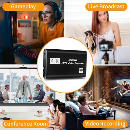 Image of 4K HD Video Capture Card, Plug & Play USB 3.0, No Driver Needed | Gaming Capture Card with Microphone for PC /Mac, 1080P 60FPS for Nintendo Switch, PS5, PS4, Xbox, OBS Streaming