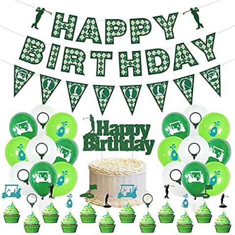33 Pcs Golf Birthday Party Decoration, Golf Theme Party Accessory Set Carnival Supplies Banner Balloons Cupcake Topper for Golf Lovers Children Adults Cover