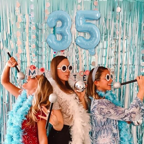 Image of TONIFUL Number Balloon 16Inch 10 Pcs Light Blue 0-9 Birthday Number Ballons