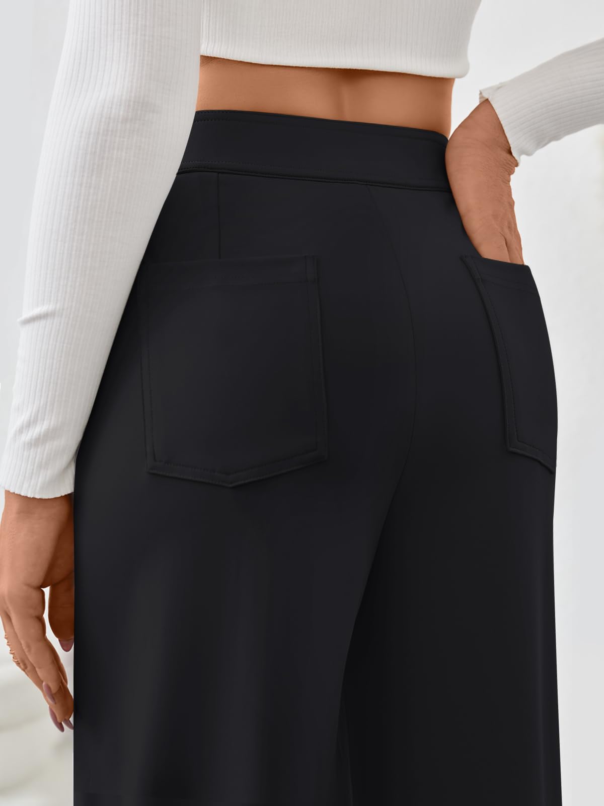 LILLUSORY Womens Casual Work Pants High Waisted Straight Leg Pant Business Dressy Trousers with Pockets