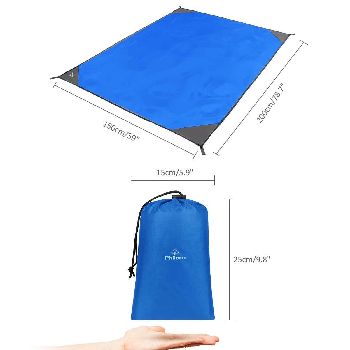 Coperta Spiaggia PHILORN 200x150 Cm - Impermeabile E Anti-sabbia - Con Picchetti E Sacchetto - Foto 7