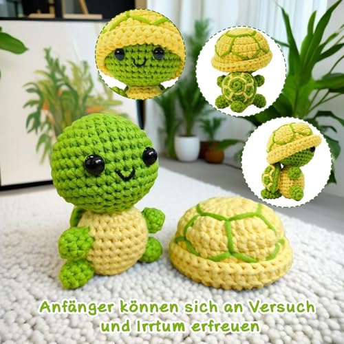 Image of LYKTRIX Positive Crochet Animals Turtle Gifts,Wobbles Crochet Kit for Beginners with Step-by-Step Video Tutorials (1PCS-Yellow)