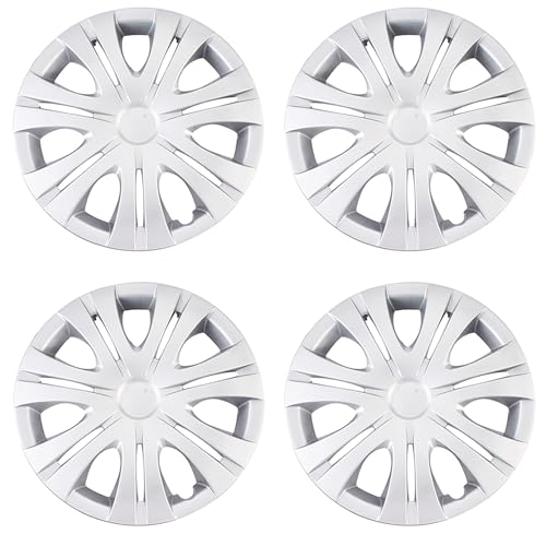 Image of Smoke Matte Silver Car Vehicle Chrome Wheel Rim Skin Cover 15 inch Automotive Hubcap Wheel Cover Replacement Hubcaps Rim Protection Accessories Set of 4, 15 inch