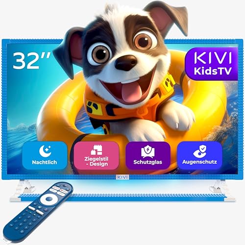 Kivi KidsTV 32'' Smart TV Android FHD; mit Voice Assistant; UV2A Panel; kompatibel mit HBO, Disney+, Netflix, YouTube Kids
