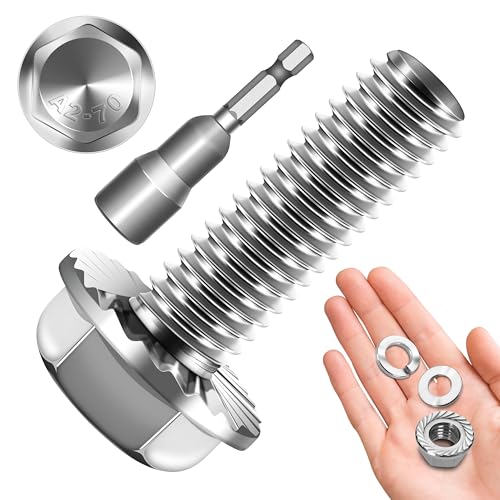 M10 x 30mm (10 Sets) M10x1.5 Bolt Flanged Hex Head Nuts and Bolts, M10 Flange Hexagon Screws with Nuts and Washers, 304 Stainless Steel 18-8 Metric Bolt Assortment, DIN 6921, by Mywish