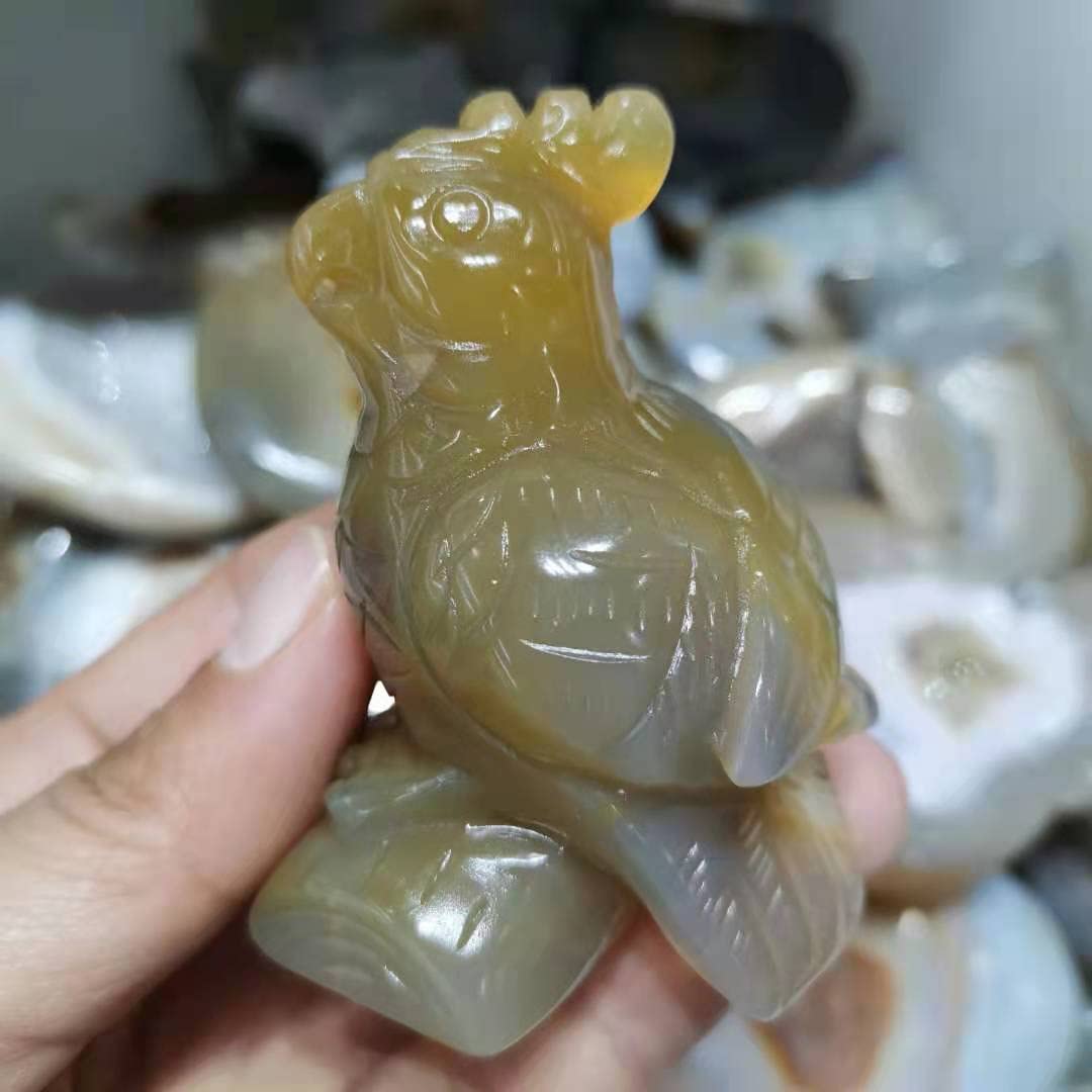 65mm naturalny agat papugi figurki kamień rzemiosła posągi ptaków wystrój
