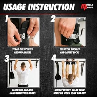 MuscleForge Cavigliere Antigravitazionali – Stivali Inversione per Decompressione Spinale, Core e Addome – Sollievo Mal di Schiena – Imbottitura 3 cm, Blocco, Compatibili Barre 36 mm – Portata 150 kg