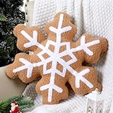 Marsui Christmas Snowflake Pillow 16 Inch, Soft Plush Christmas Shaped Decorative Throw Pillow for Couch, Bed, or Home Decor, Snowflake Shaped Cushion for Xmas Holiday Party Decorations