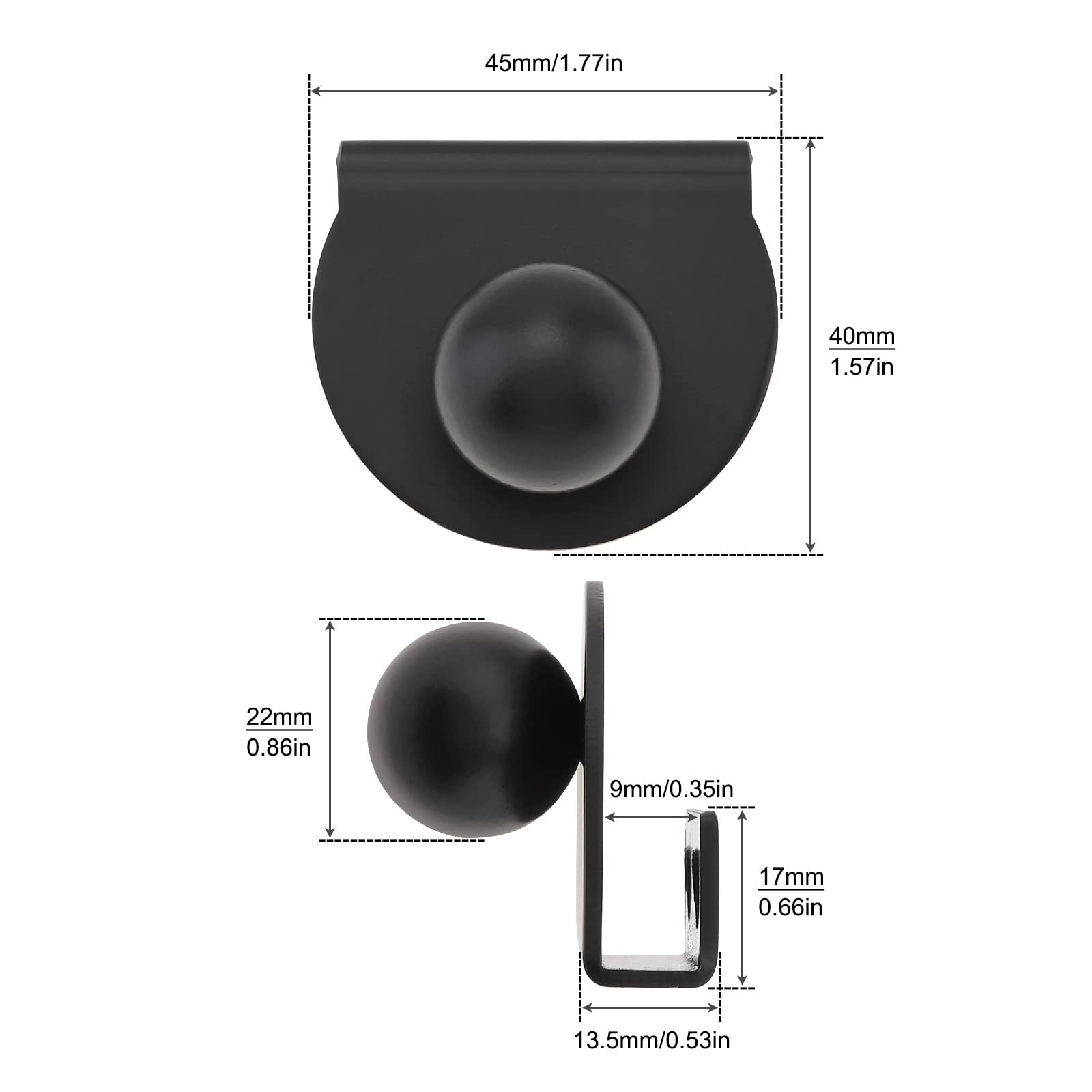 HOJLKLD Glass Door Pull Handle, 2PCS No Drilling Black Glass Clips Door Knobs for 5-8mm Showcase Furniture Cabinets Drawer (2, Black) - Image 2