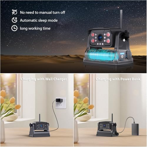 Image of ZEROXCLUB Magnetic Wireless RV Backup Camera System: 7 inch HD 1080P DVR Monitor with 2-Rear Camera, DVR Monitor & IR Night Vision, Portable Rechargeable Camera for RV /Trailer /Fifth Wheels /Camper BC702