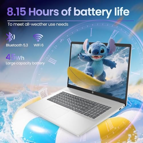 Image of HP 17 Inch Laptop 2026 Edition, AMD Ryzen 5 7430U 6-Core Processor, FHD IPS Display, 8GB RAM, 256GB SSD, Large Screen, Windows 11 with Office 365 for The Web, w /o Mouse