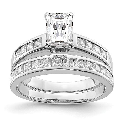 925 Sterling Silver 2 Piece Cubic Zirconia Cz Size 6 Wedding Set Band Ring Stone Fancy Designed Engagement Stackable Fine Jewelry For Women Gifts For Her