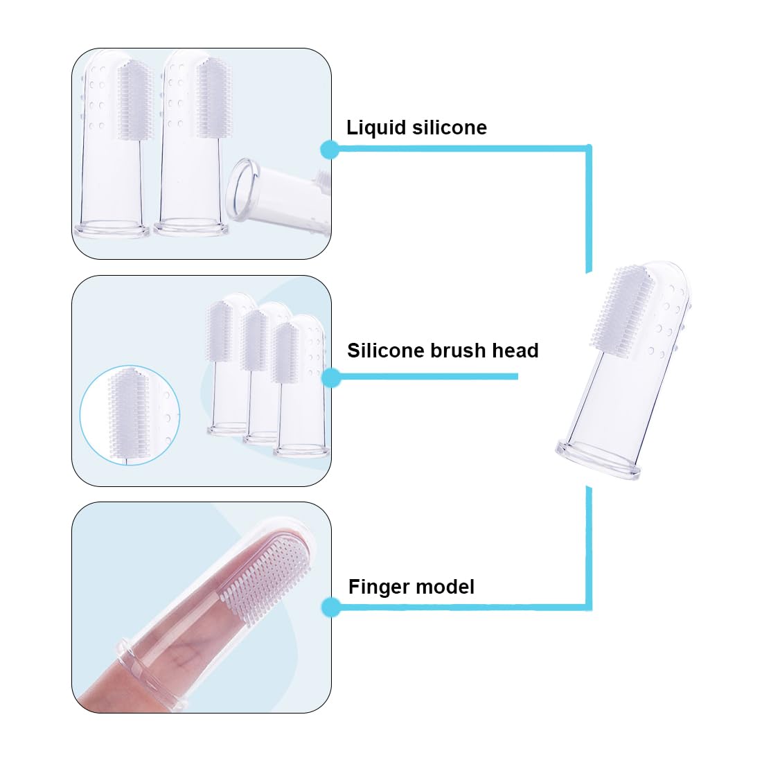 6 pz Multicolore Spazzolino Denti Bambino Silicone Con Scatola Spazzolino Dito Bambino Per
