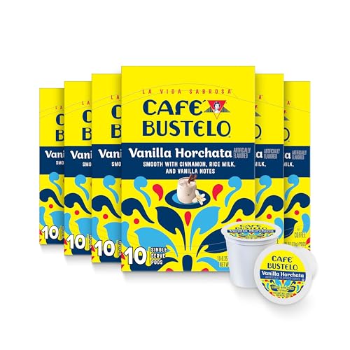 Image of Cafe Bustelo Vanilla Horchata Artificially Flavored Coffee Pods, 60 Count | 6 boxes of 10 pods each, Compatible with Keurig brewers (Not affiliated. See full product description), SNAP EBT eligible