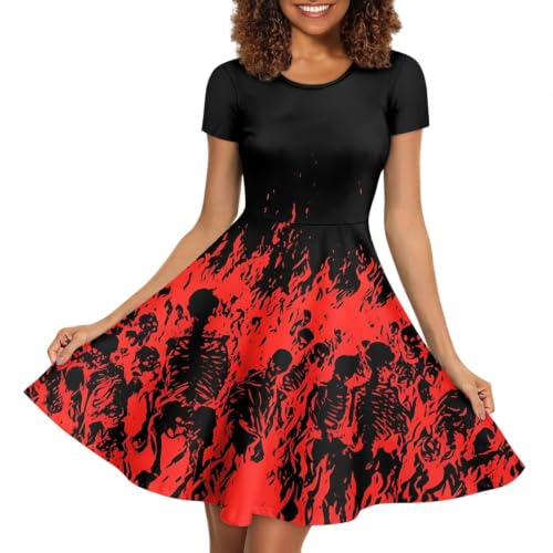 Image of AFPANQZ Womens Casual Summer Lightweight Vintage Dress Short Sleeve Midi Dress Knee-Long Luxury Formal Dress