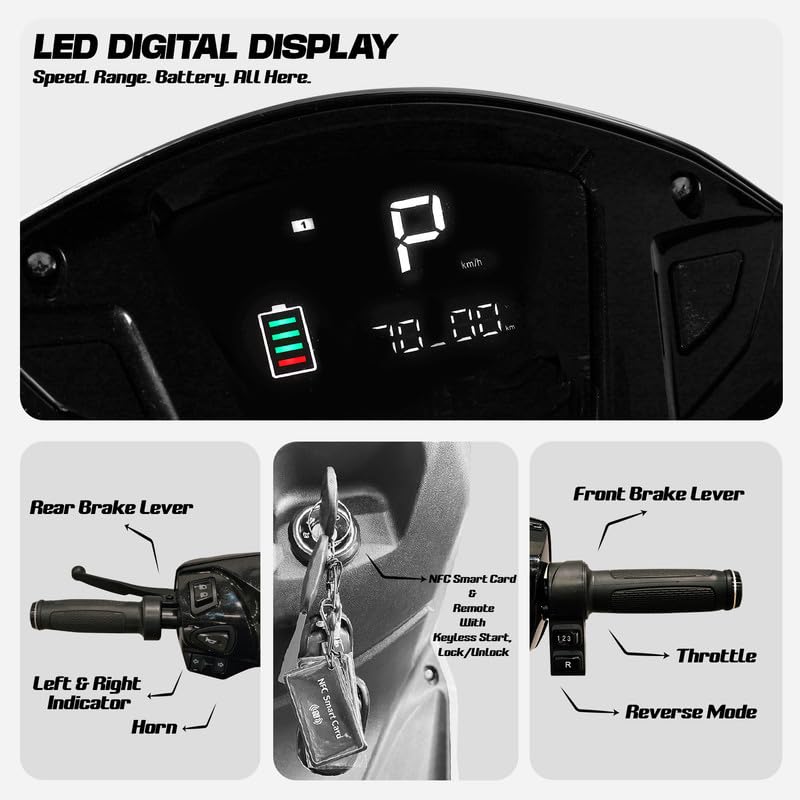 Image of 91EV Meraki Premium Low-Speed EV Scooter with 60V 32.9Ah Lead Acid Battery & Charger | Powerful BLDC Motor | 50-60km Range, LED Display & Tubeless Tires | No RTO & License | Remote Key | Silver