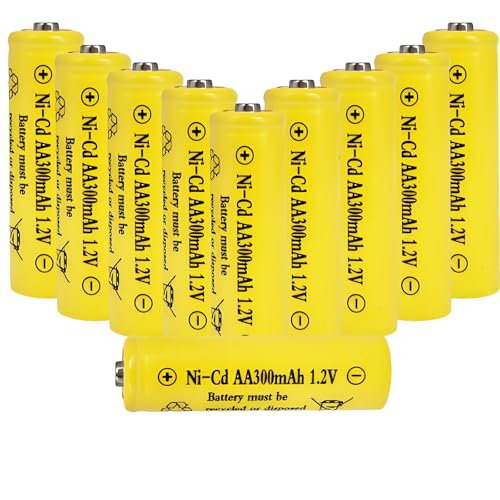 NiCd AA 300mAh 1.2v Rechargeable Solar Light Batteries 10 PCS, 1....